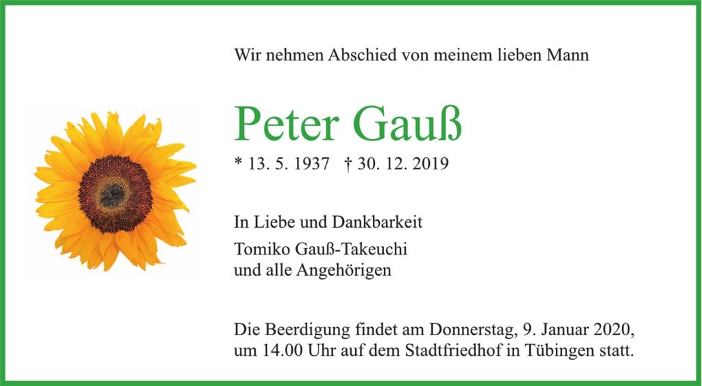 In Memoriam Peter Gauß